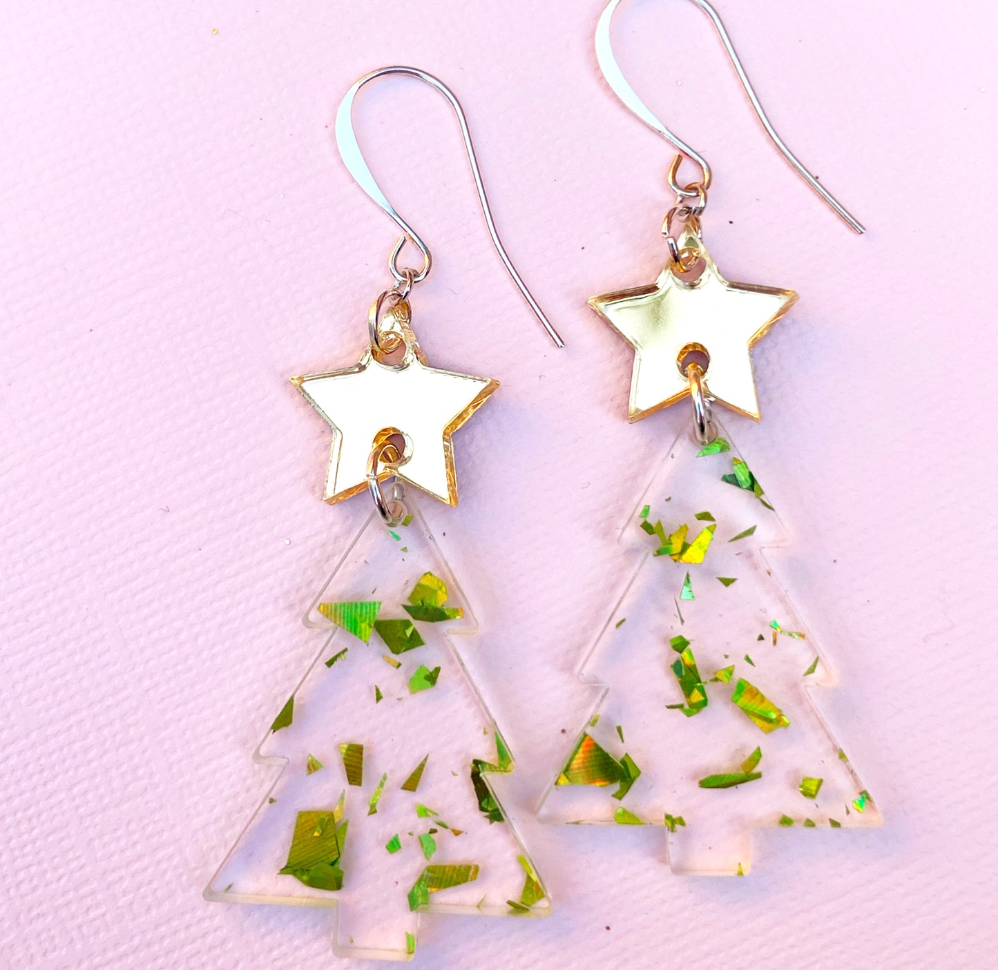 Happy Holiday Tree Earrings (in polka dot or green flecks)