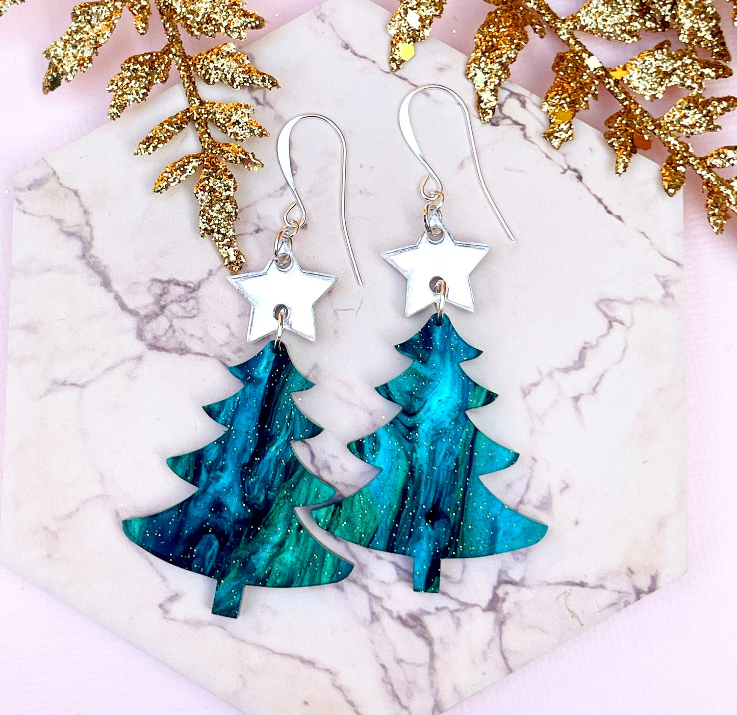 Retro Glam Christmas Tree Earrings