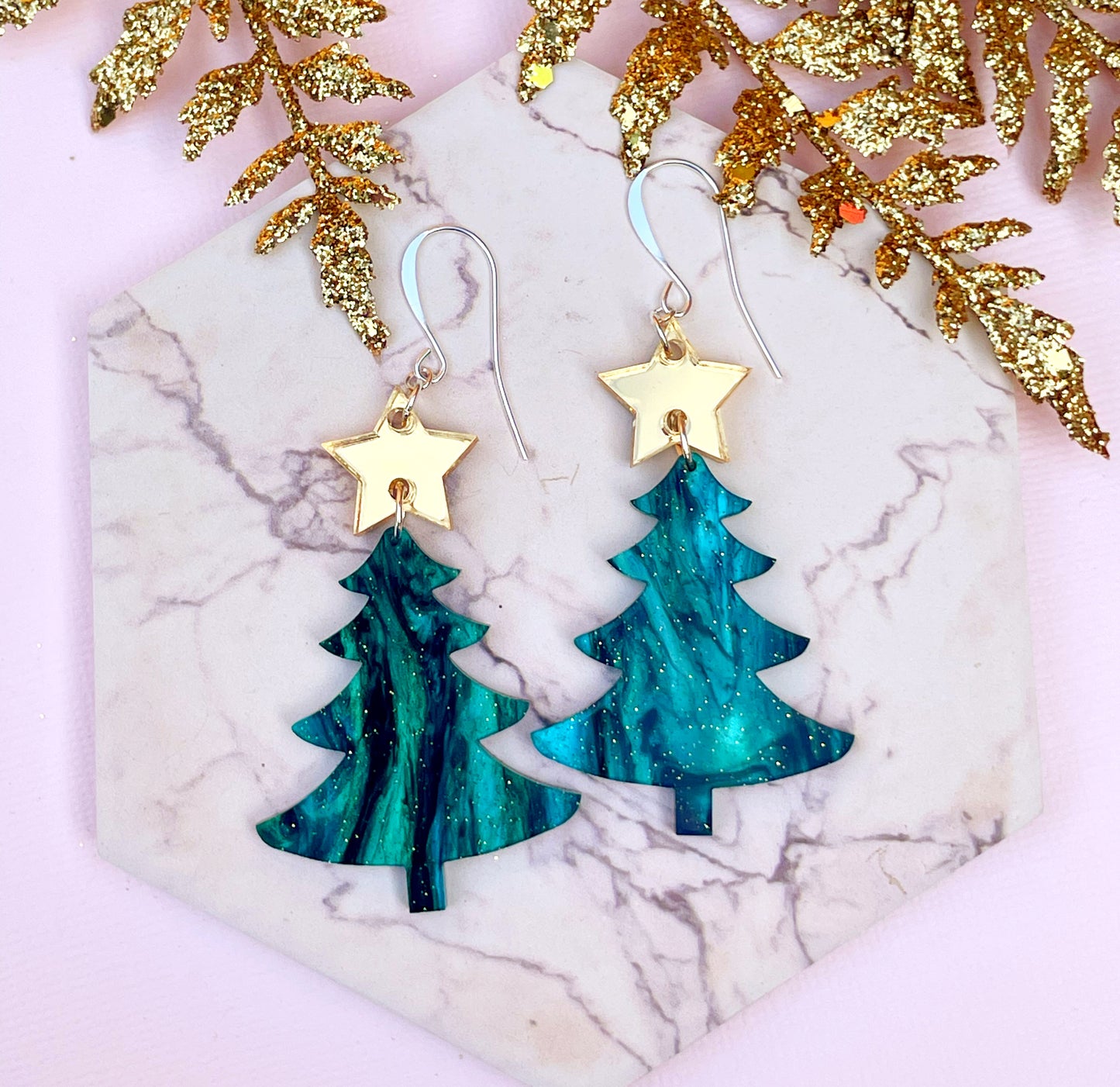 Retro Glam Christmas Tree Earrings