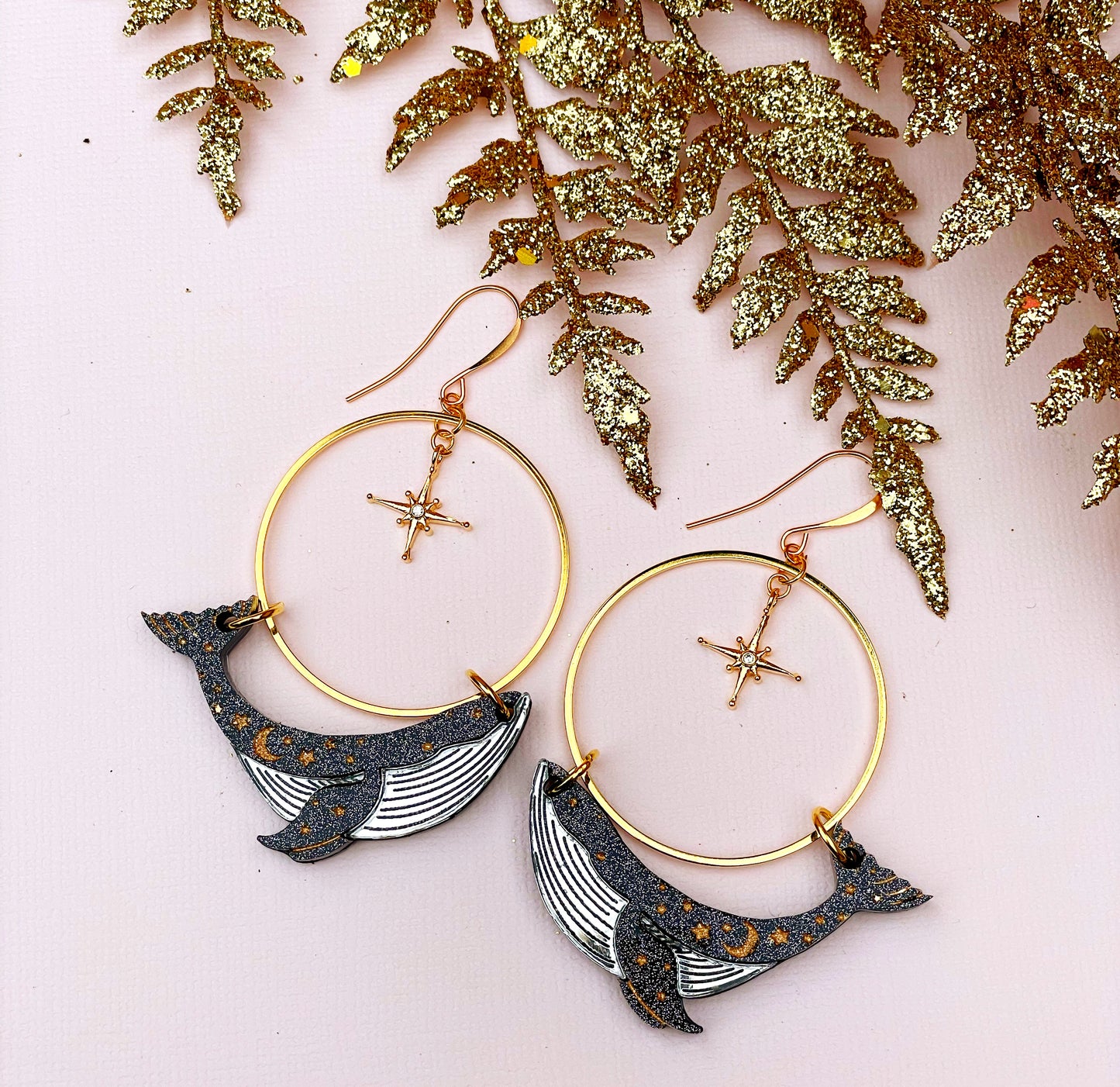 North Star Guide Whale Earrings