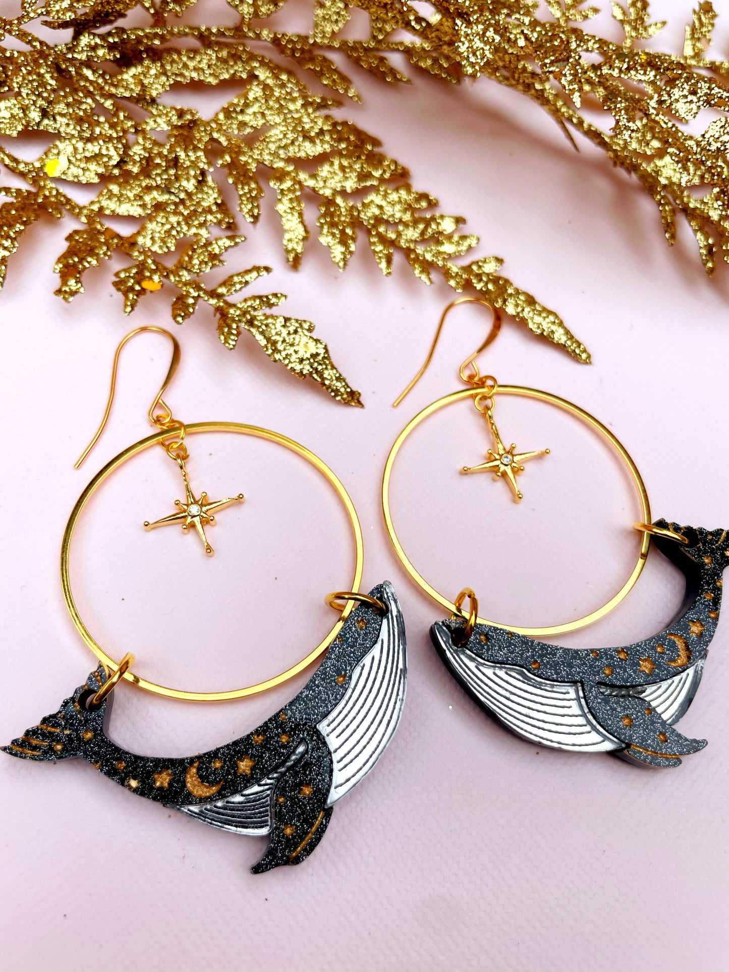 North Star Guide Whale Earrings