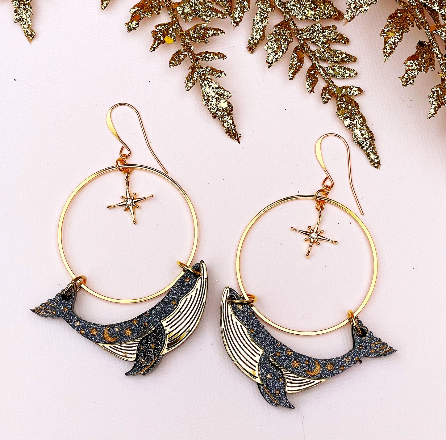 North Star Guide Whale Earrings
