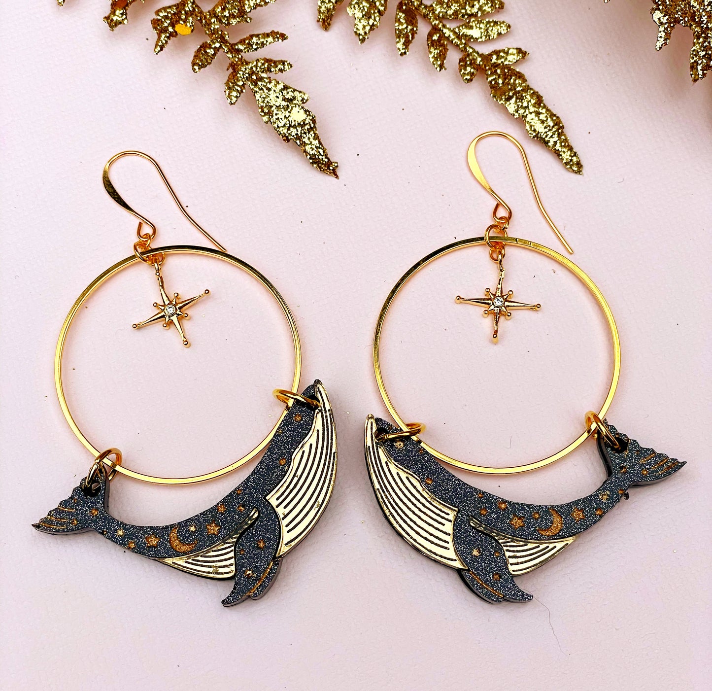 North Star Guide Whale Earrings