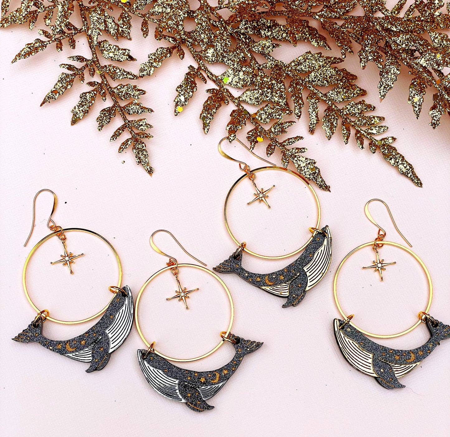 North Star Guide Whale Earrings