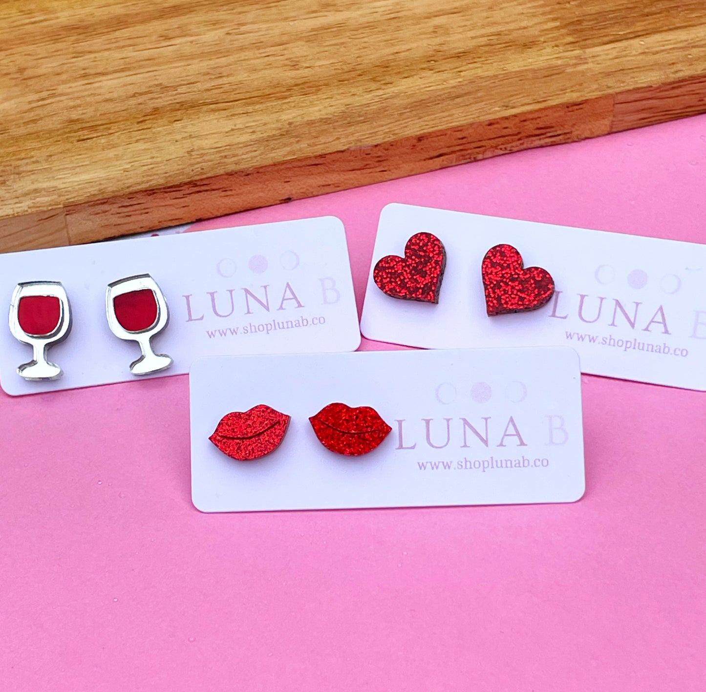 Red Red Wine Glass Stud Earrings