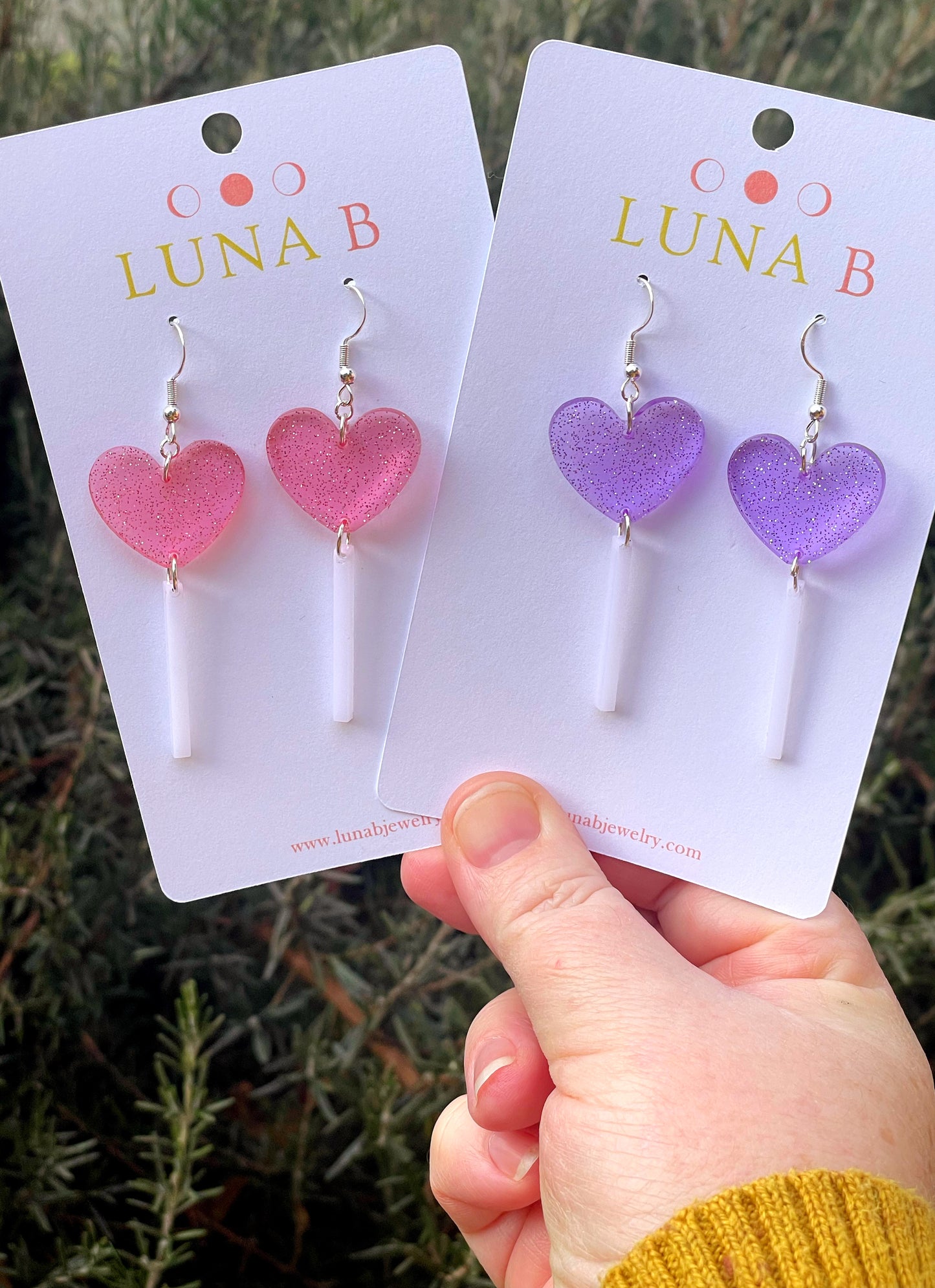 Heart Lollipop Earrings in Pink or Purple