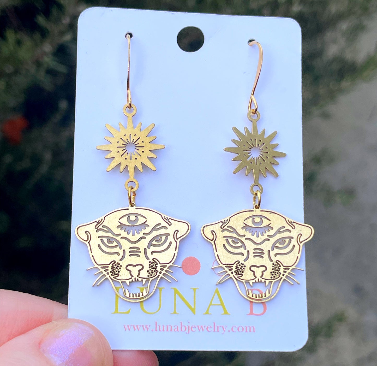 Celestial Jaguar Earrings – Bold Brass Statement Jewelry