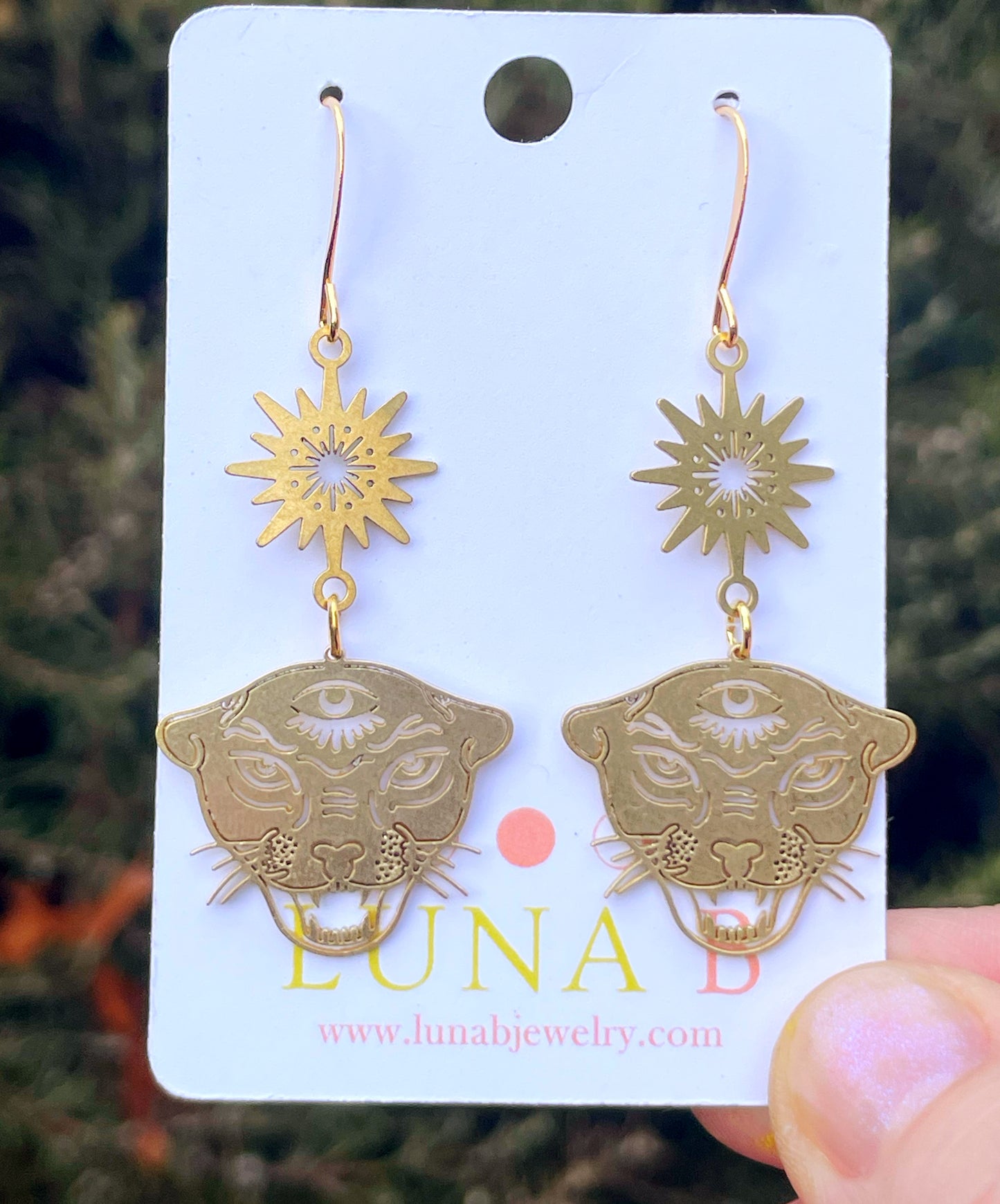 Celestial Jaguar Earrings – Bold Brass Statement Jewelry