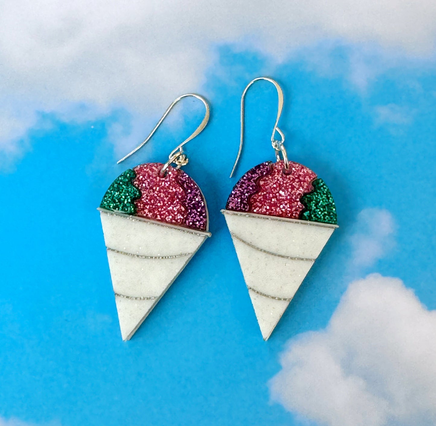 SALE Snow Cone Earrings - Shave Ice Earrings