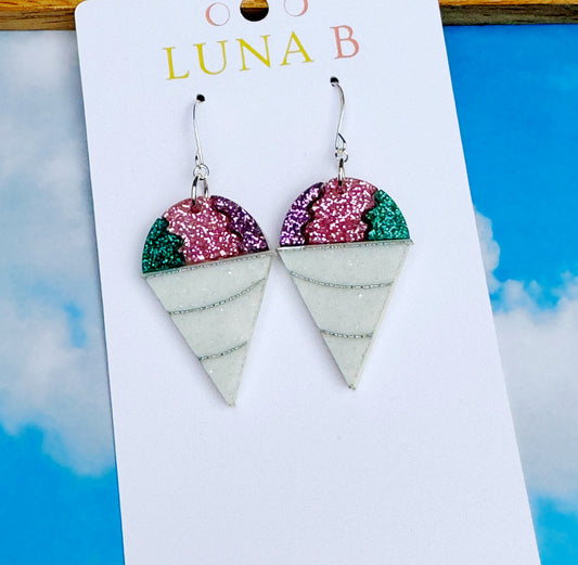SALE Snow Cone Earrings - Shave Ice Earrings