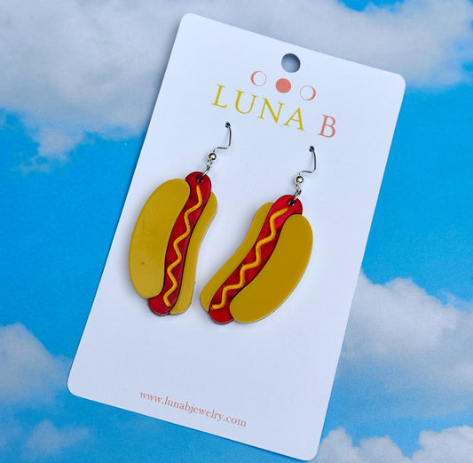 Hot Dog Earrings – Acrylic Glizzy Jewelry for Food Lovers