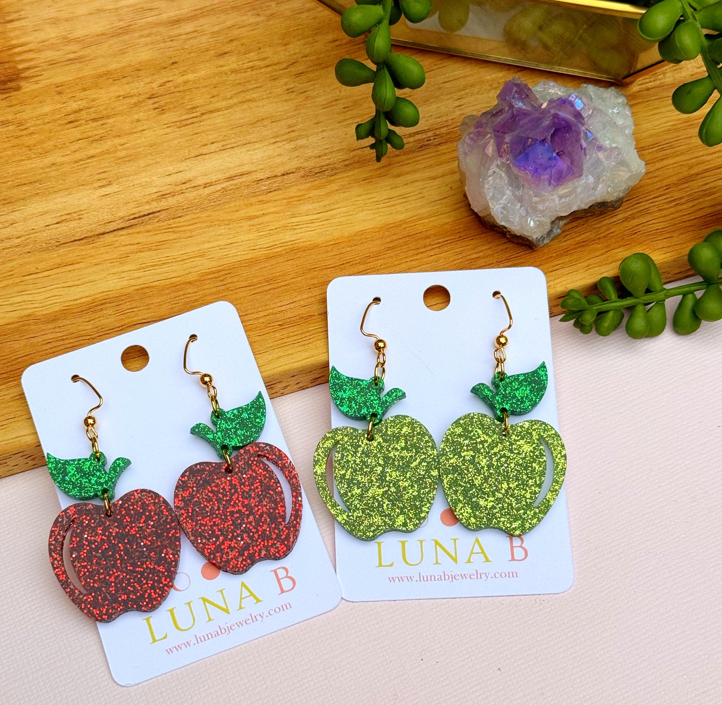 Apple Earrings in Red or Green