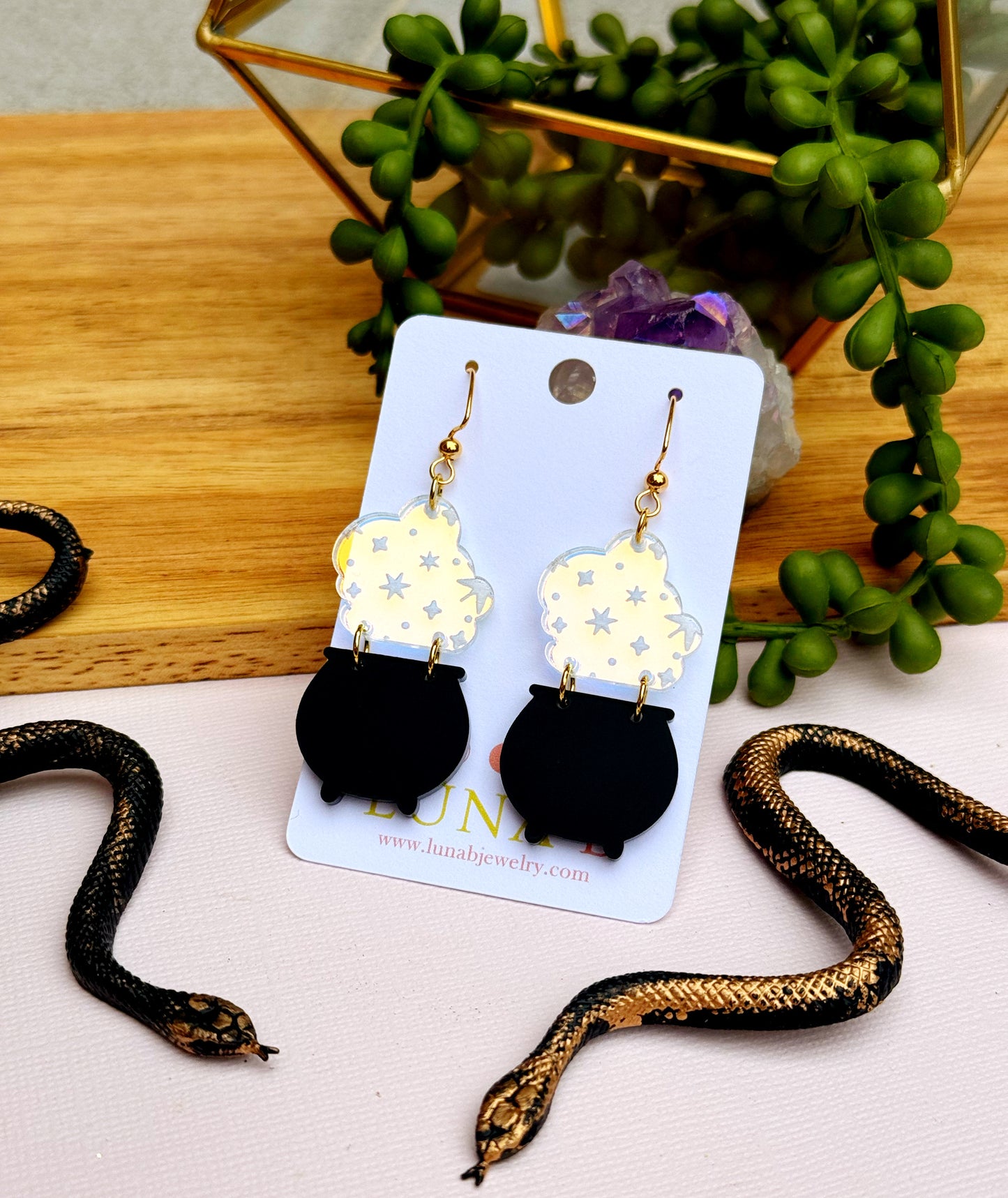 Witch Cauldron Earrings – Halloween Statement Jewelry for Sensitive Ears