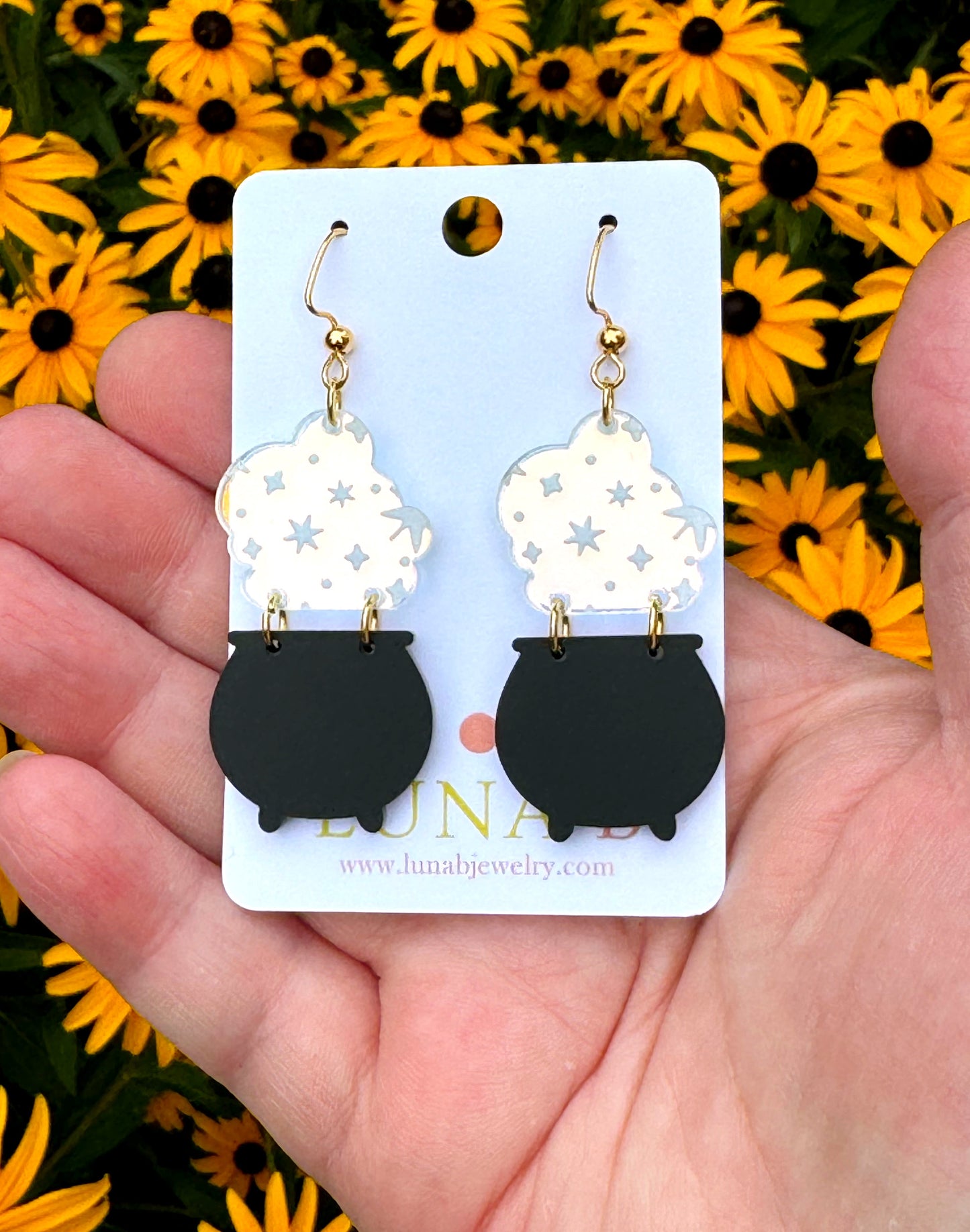Witch Cauldron Earrings – Halloween Statement Jewelry for Sensitive Ears