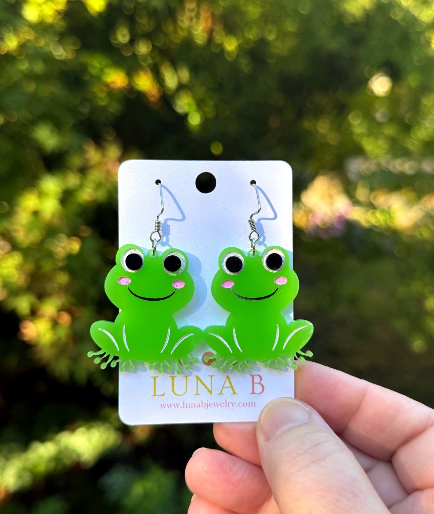 PDX Protest Frog Earrings – Handmade Acrylic Statement Jewelry