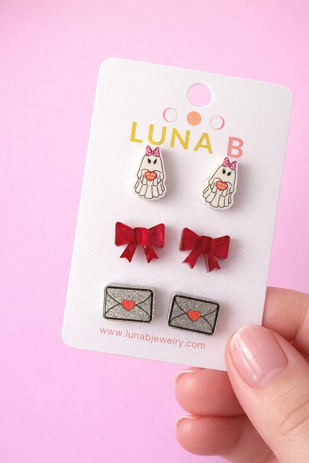 Be My Boo Valentine Stud Earring Set – 3 Pair Pack