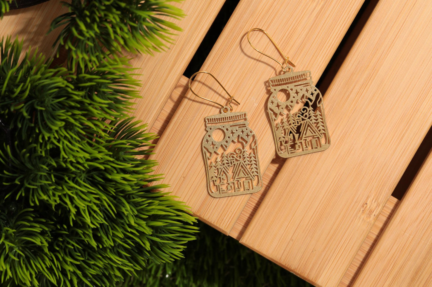 Mason Jar Forest Earrings