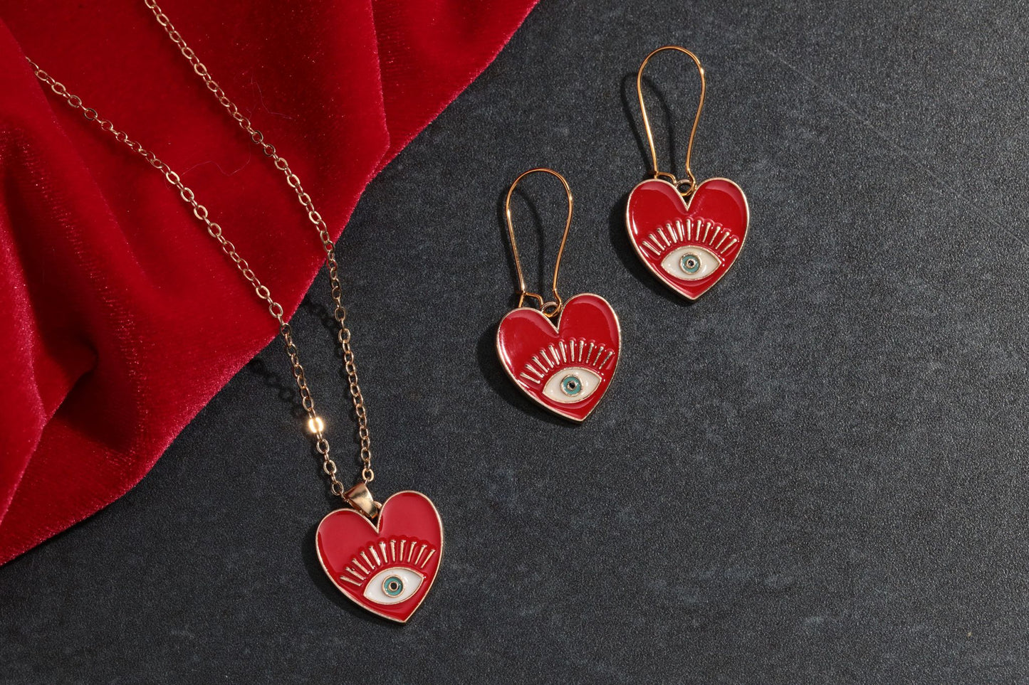 Mystic Eye Hearts Necklaces and Earrings