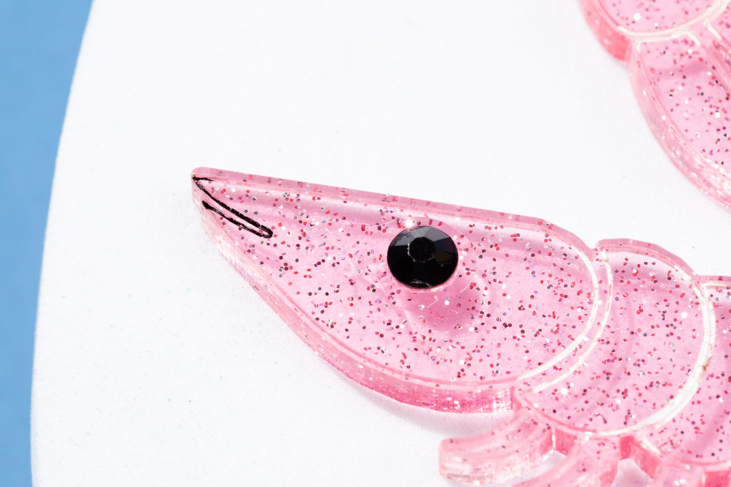 🦐 Pink Shrimp Earrings – Glitter Acrylic Statement Jewelry