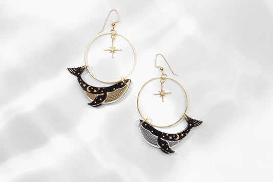 North Star Guide Whale Earrings