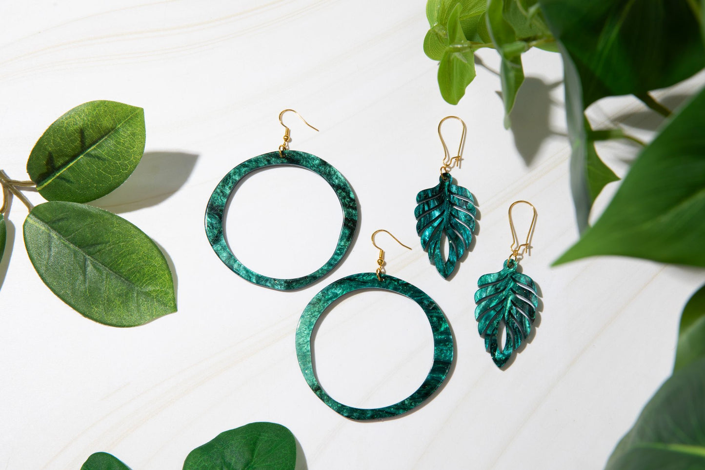 Boho Jungle Palm Leaf Earrings | Tropical Acrylic Statement Jewelry | Lightweight Nickel-Free Earrings