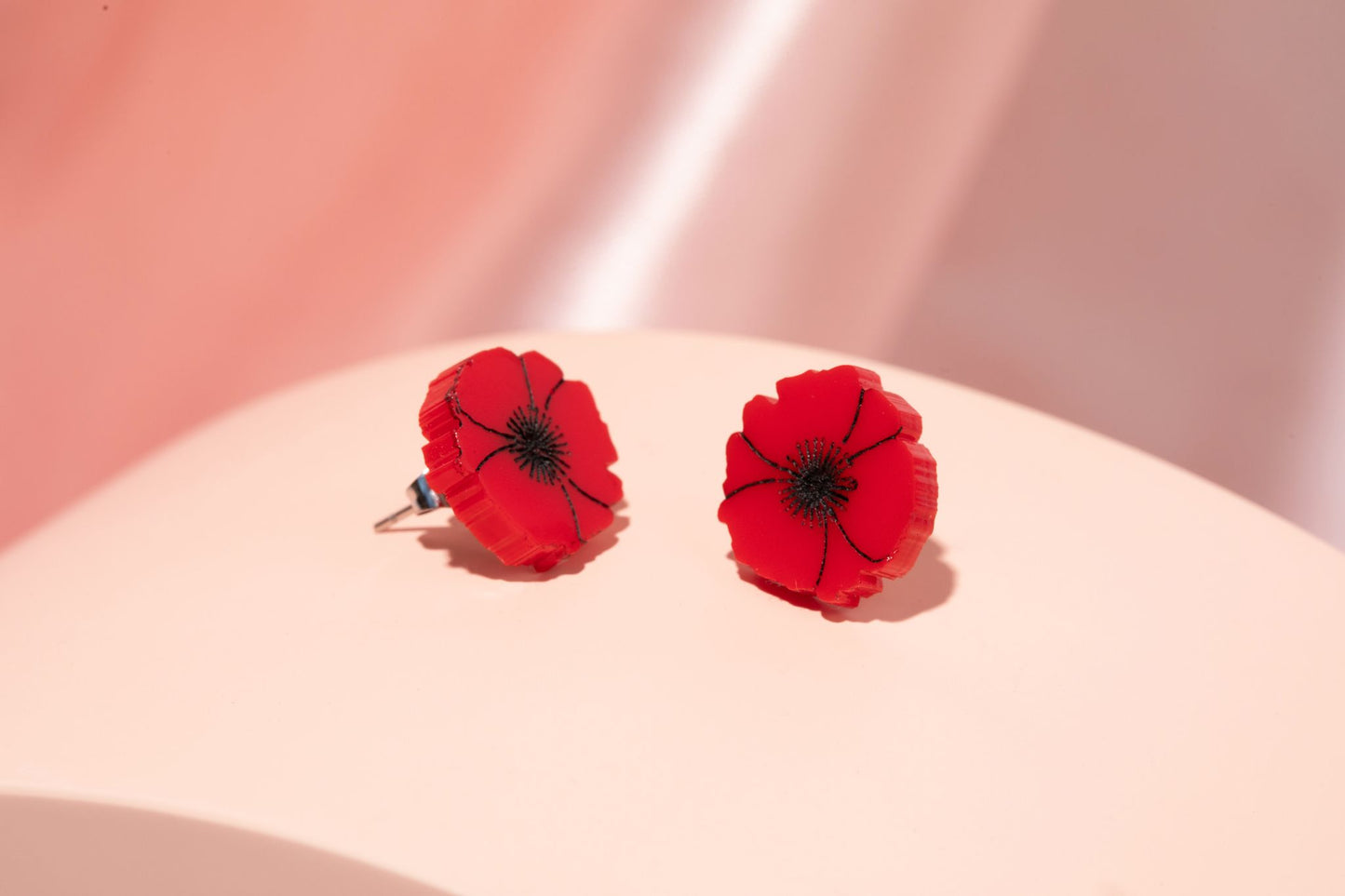 Red Poppy Earrings - Studs or Danglers