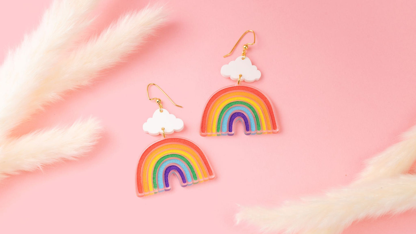 Rainbow & Cloud Pride Earrings - LGBTQ+ Pride Earrings