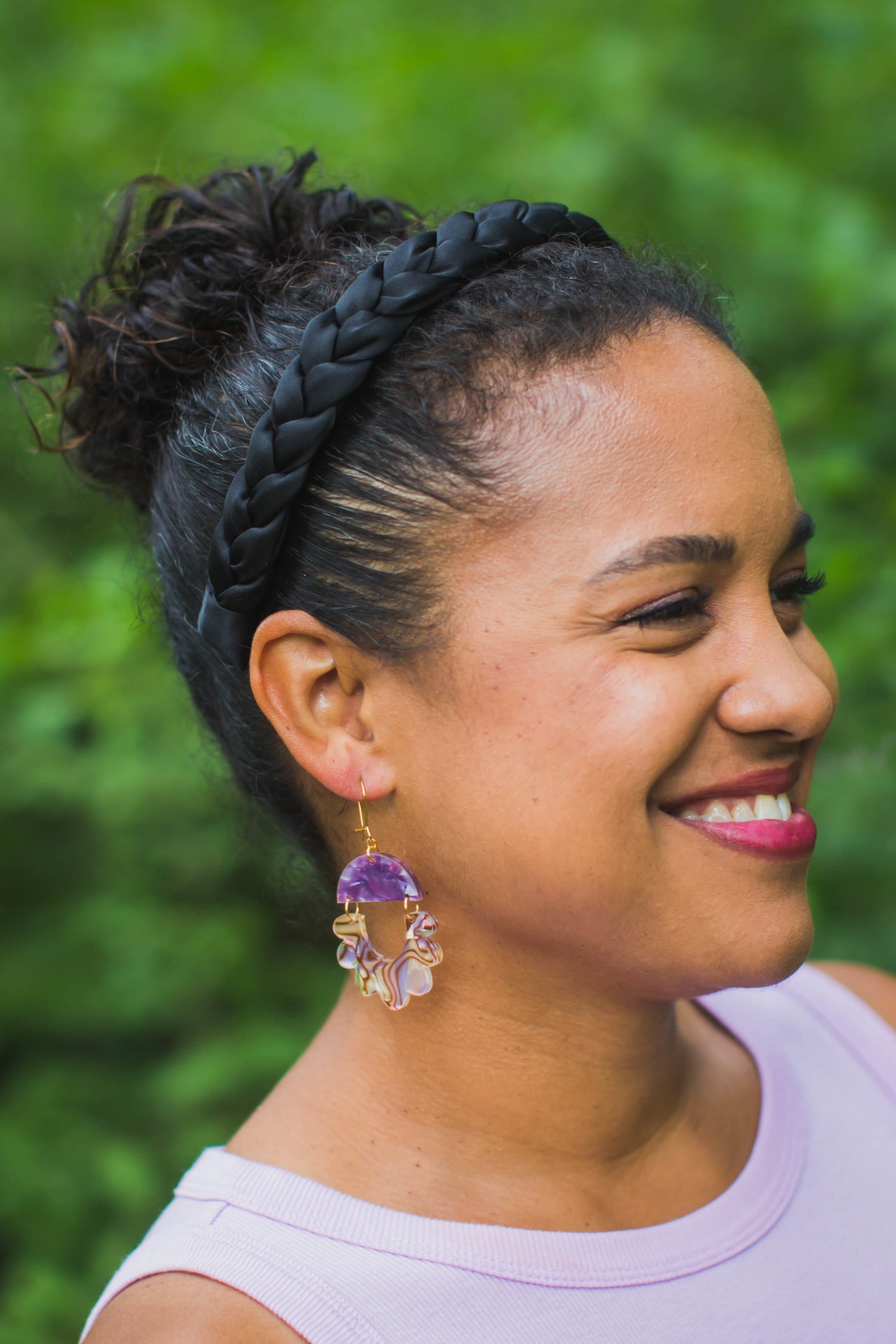 Abalone and Orchid Flower Petal Earrings