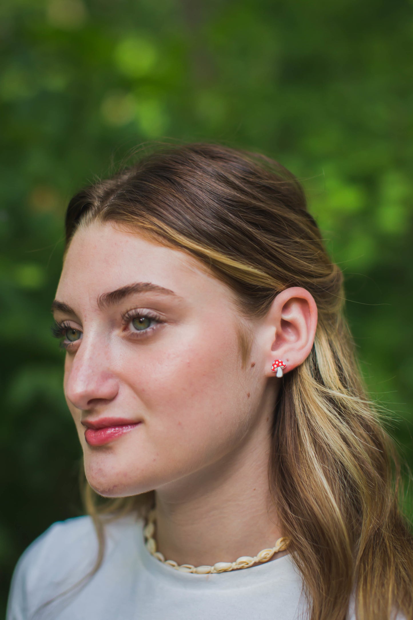 Petite Red Mushroom Stud Earrings