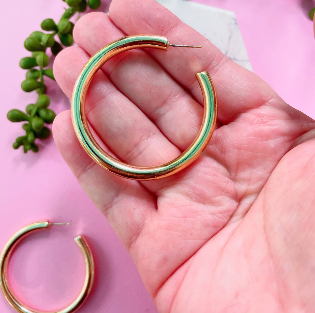 Gold Tube Hoop Earrings