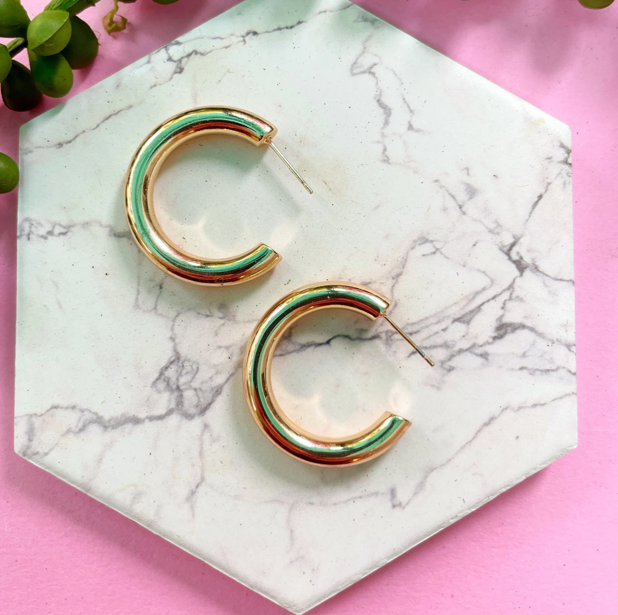 Gold Tube Hoop Earrings