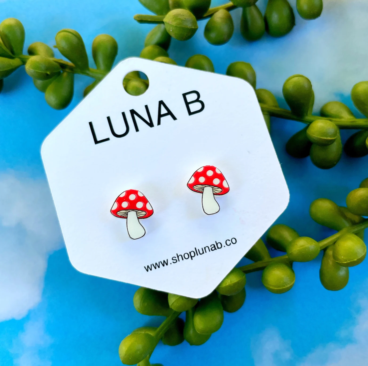 Petite Red Mushroom Stud Earrings