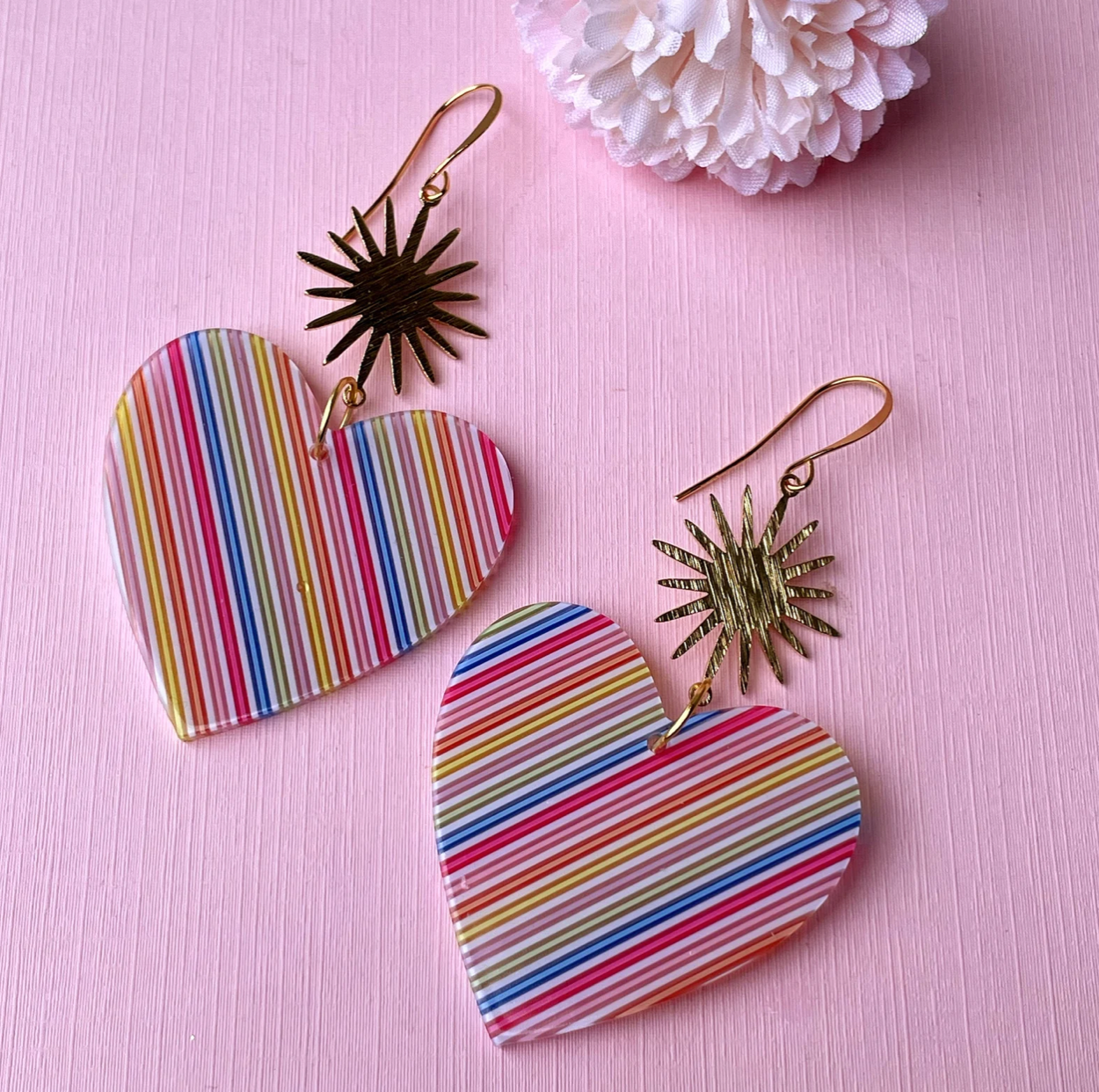 Big Rainbow Hearts Earrings
