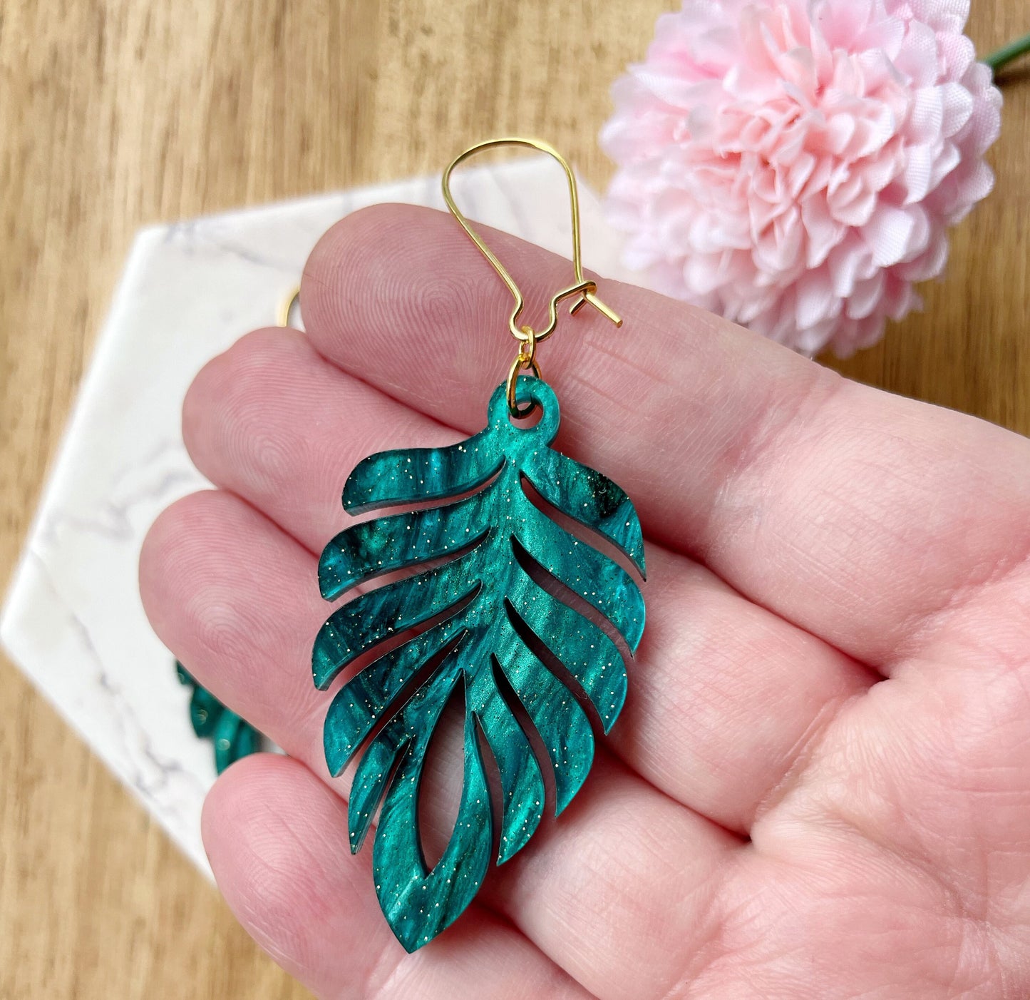 Boho Jungle Palm Leaf Earrings | Tropical Acrylic Statement Jewelry | Lightweight Nickel-Free Earrings