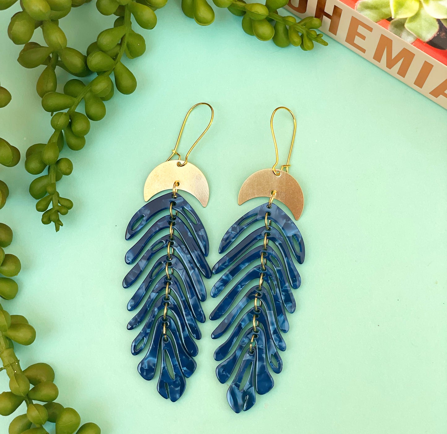 Tropical Moon Fern Earrings
