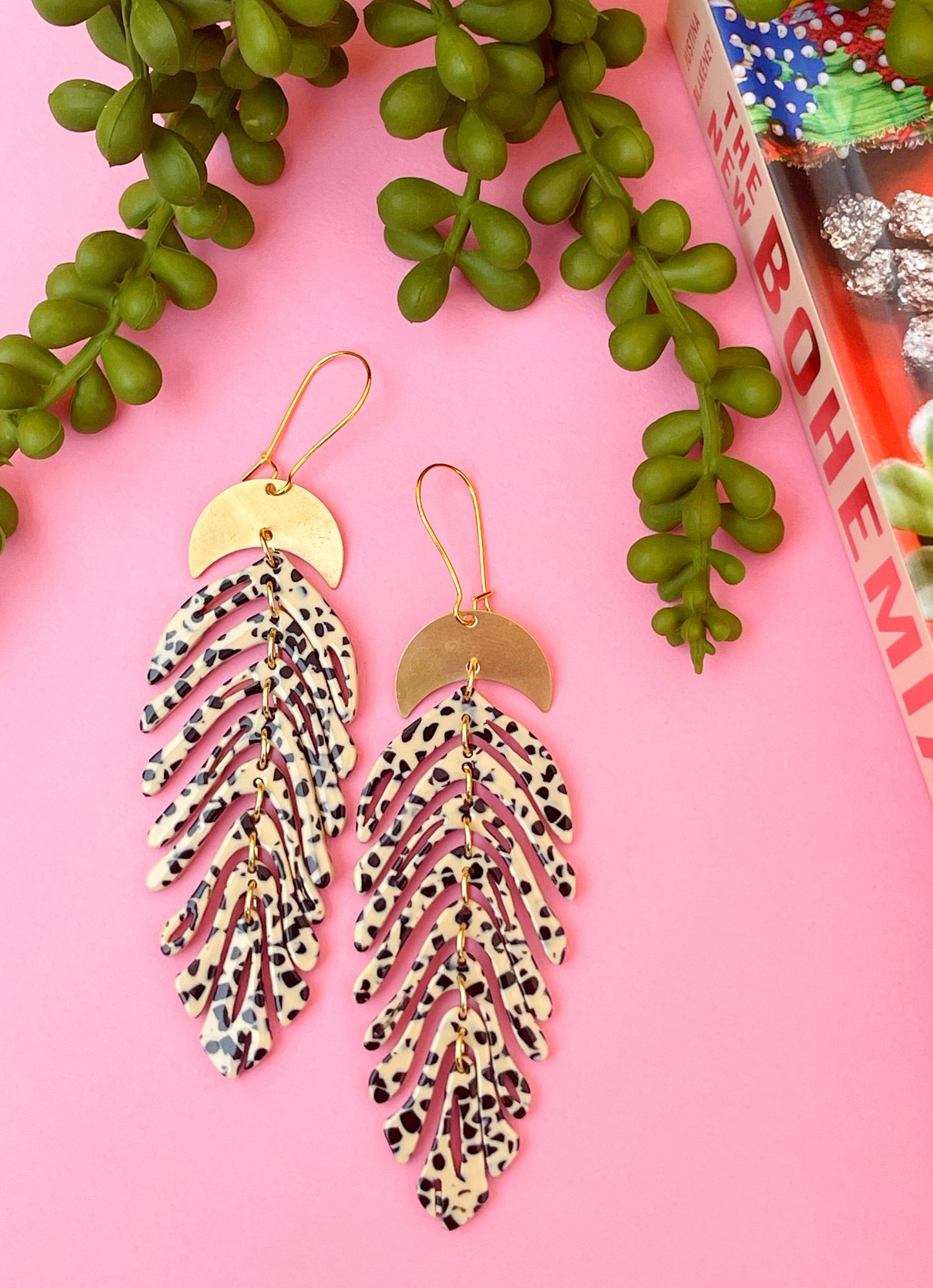 Tropical Moon Fern Earrings
