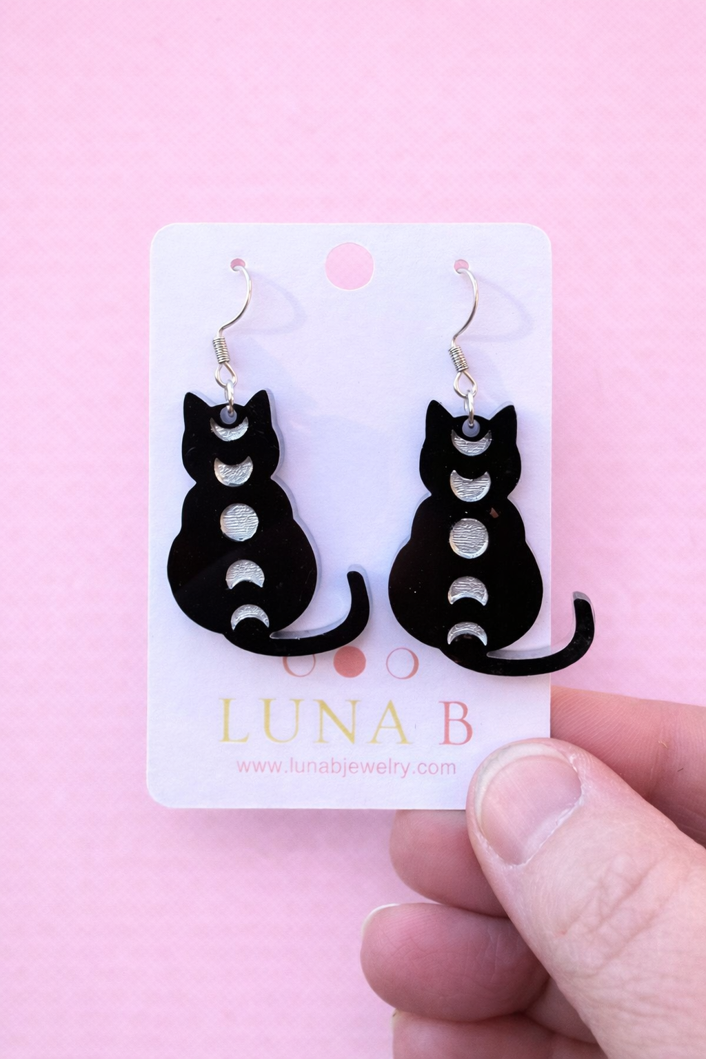 Moon Phase Cat Earrings