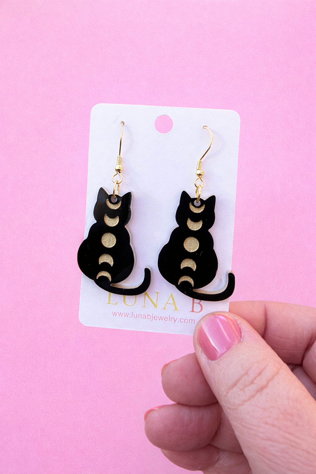 Moon Phase Cat Earrings