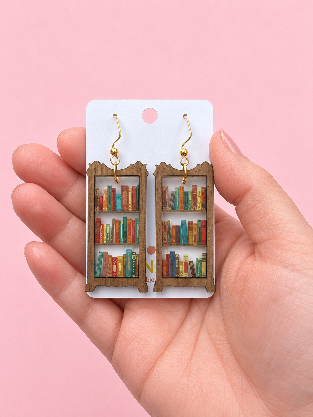 Walnut Bookshelf Earrings | Book Lover & Library Earrings