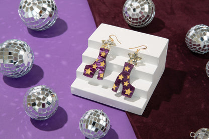 SALE! Purple Party Platform Boots Earrings