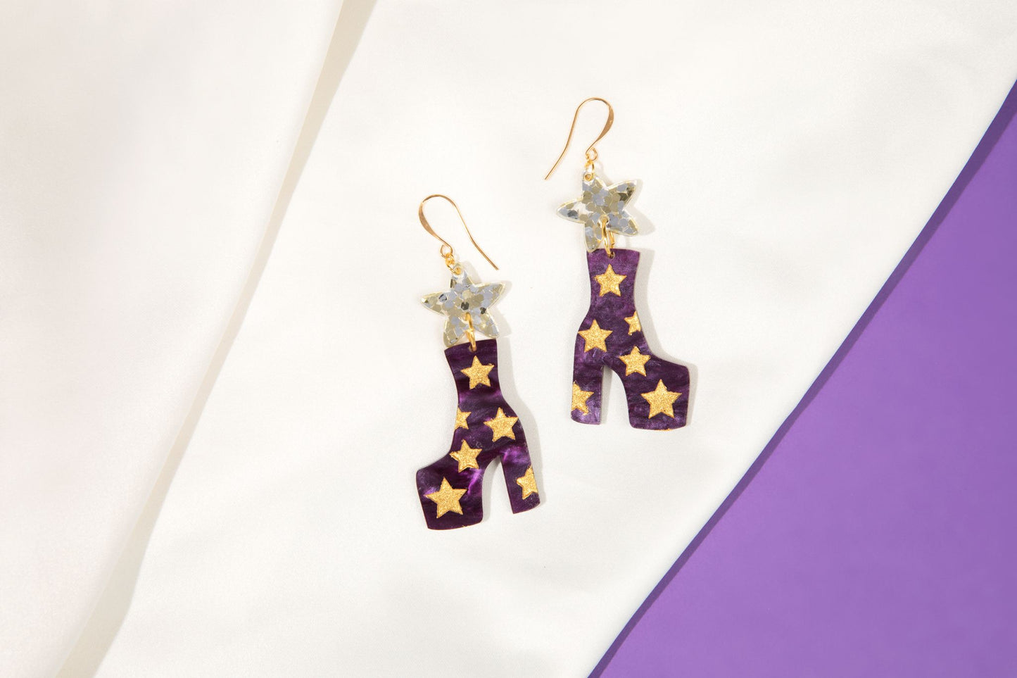 SALE! Purple Party Platform Boots Earrings
