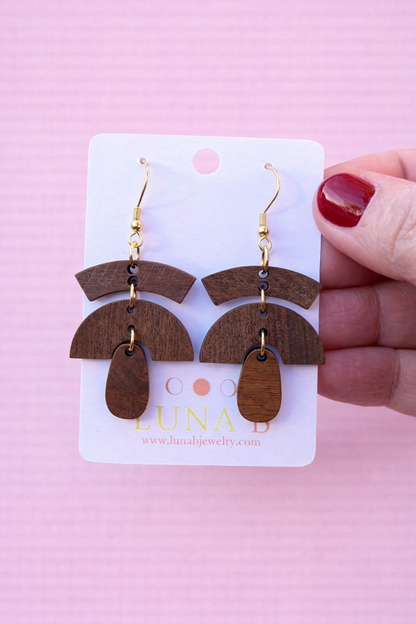 Modern Arc Wooden Earrings