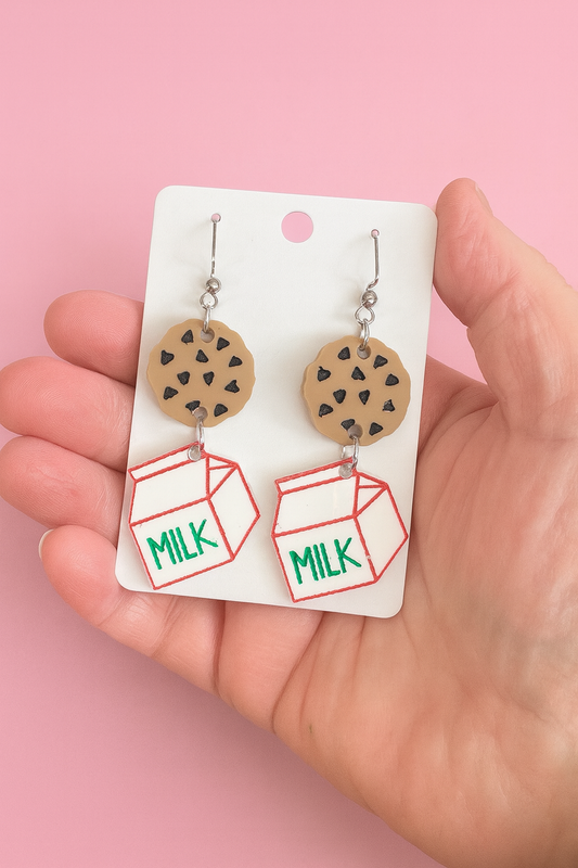 Milk & Cookies Earrings – Christmas Acrylic Statement Jewelry by Luna B