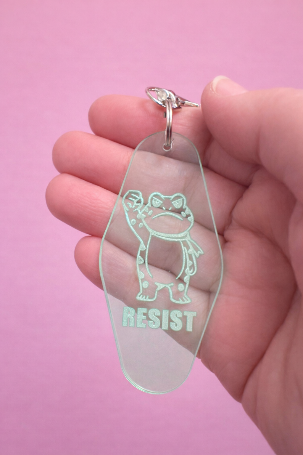 RESIST Protest Frog Motel Keychain