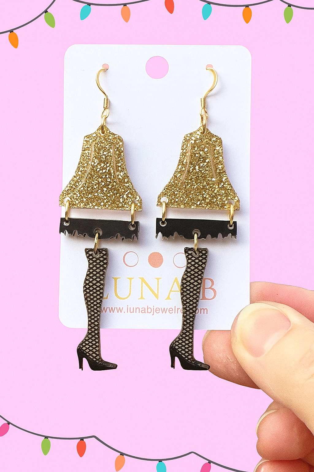 Leg Lamp Earrings – “A Christmas Story” Inspired Glitter Dangle Earrings | Luna B Jewelry