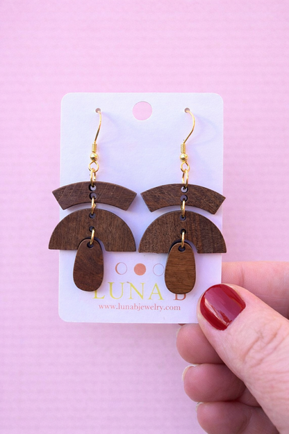 Modern Arc Wooden Earrings