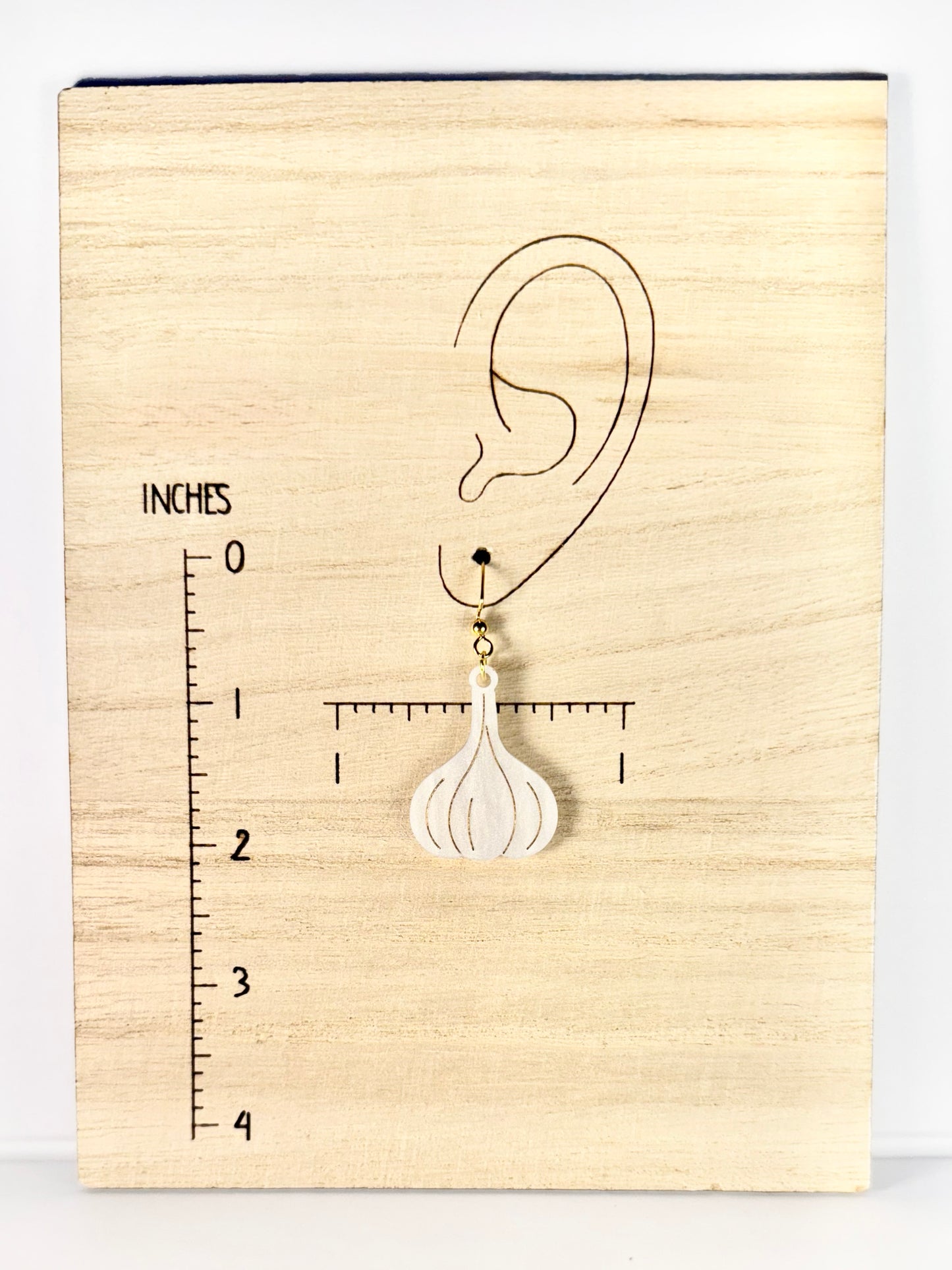 Garlic Earrings – Glittery White Acrylic Dangles | Snack Attack Collection | Luna B Jewelry