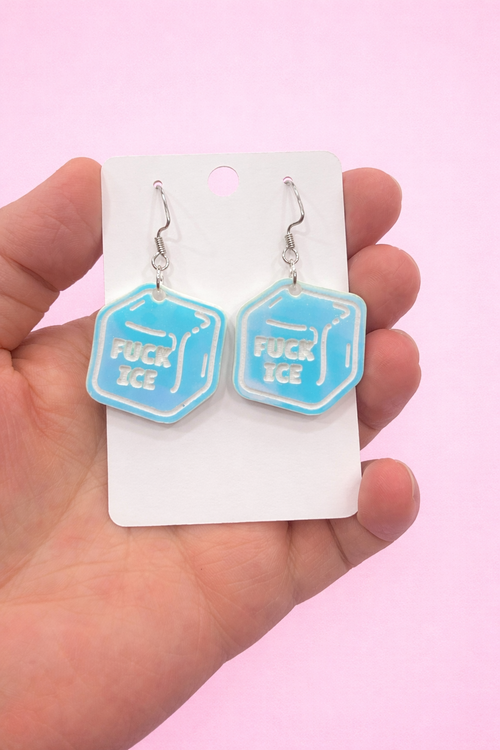 Fuck ICE Protest Earrings + Pin – Protest Acrylic Statement Earrings or Pin