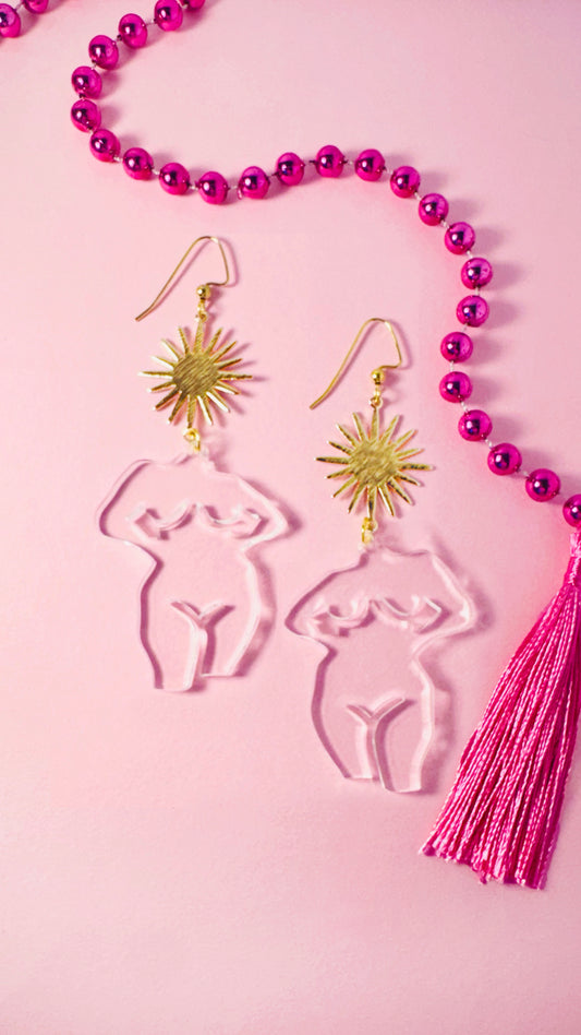 Crowned Goddess Earrings – Body-Positive Celestial Statement Jewelry