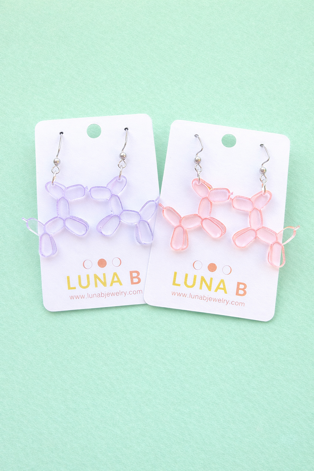 Balloon Animal Dog Earrings – Rosy Pink or Lavender
